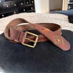 Ralph Lauren Brown Leather Studded Belt Unisex